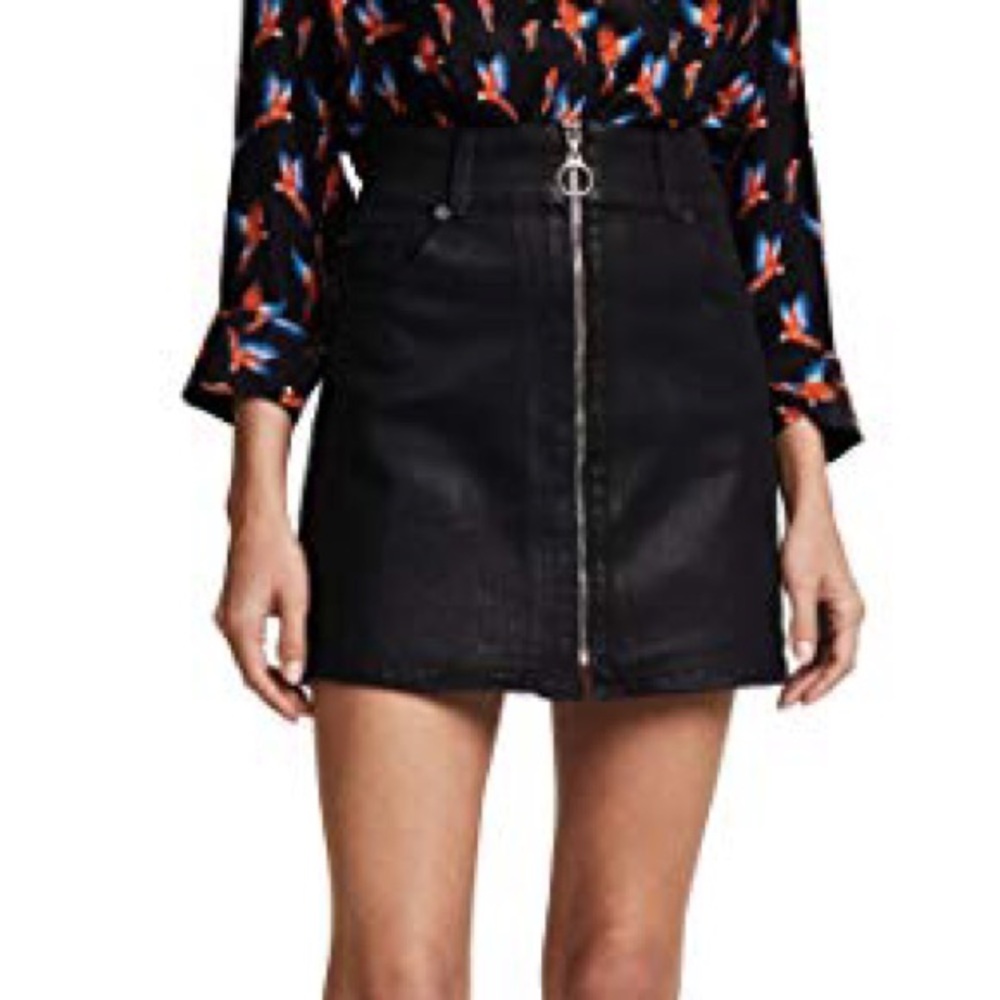 7 for all mankind front zip black skirt